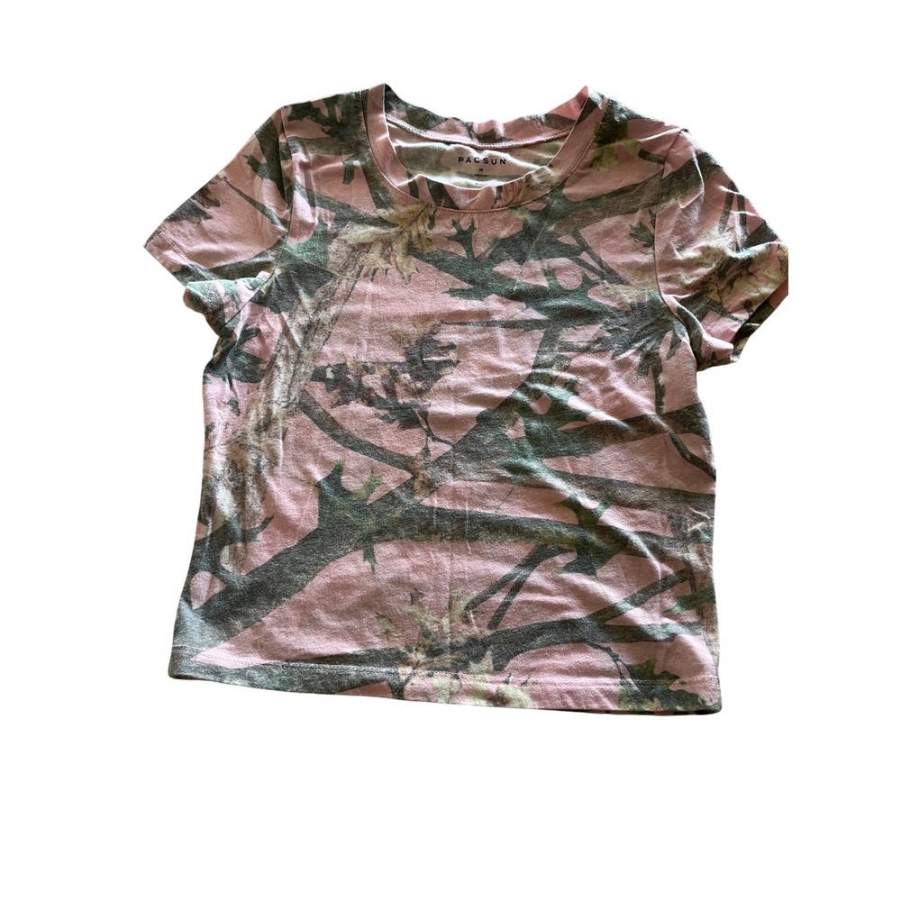 PacSun Pink Realtree Camo Short Sleeve Baby Tee Top Medium